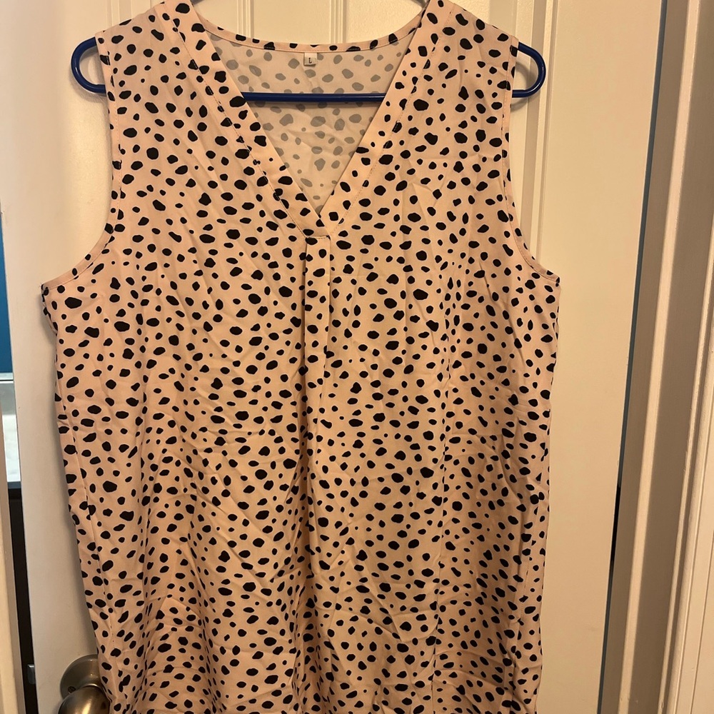 Polka Dot Sleeveless Blouse